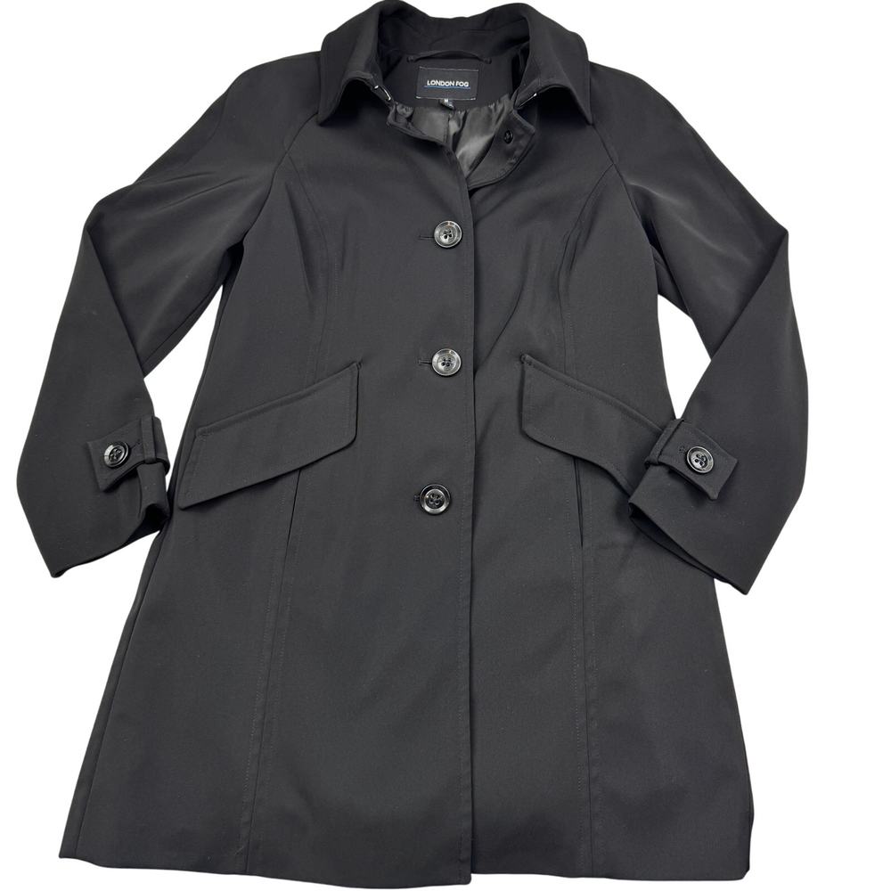 London Fog Classic Timeless Rain Button Front Over Coat Women's Size Medium